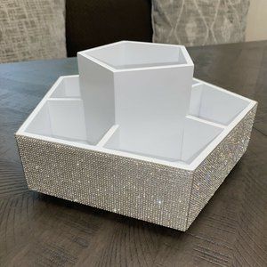 Bella Lux Makeup Spin Caddy, Lazy Susan Rhinestone